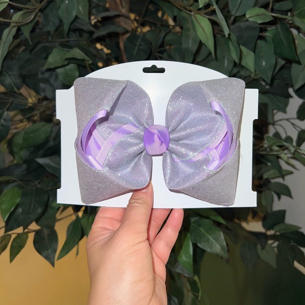 6” glitter bow on 3” alligator clip